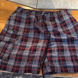 Beverly Hills Polo Club Red and Black Plaid Bathing Suit